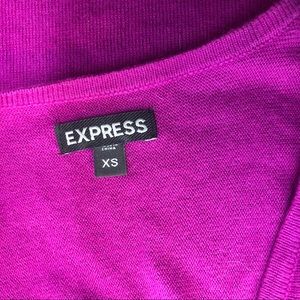 Express 🅝🅦🅞🅣 Dress Hot Pink Long Sleeve Front V Neck Size XS